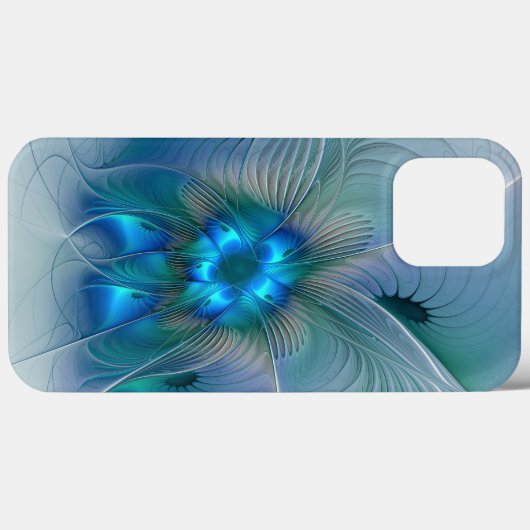 Coques Case-Mate iPhone Position, Abstrait bleu turquoise fractal (Verso (horizontal))