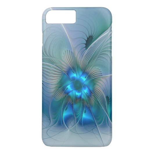 Coques Case-Mate iPhone Position, Abstrait bleu turquoise fractal (Dos)
