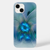 Coques Case-Mate iPhone Position, Abstrait bleu turquoise fractal (Verso)