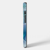 Coques Case-Mate iPhone Position, Abstrait bleu turquoise fractal (Verso / Gauche)