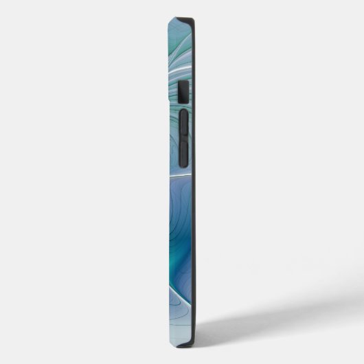 Coques Case-Mate iPhone Position, Abstrait bleu turquoise fractal (Verso / Gauche)