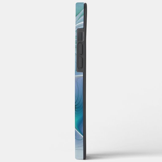 Coques Case-Mate iPhone Position, Abstrait bleu turquoise fractal (Verso / Gauche)