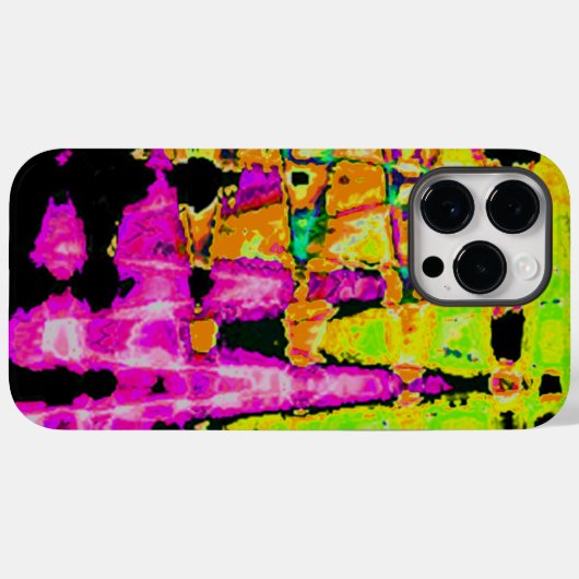 Coques Case-Mate iPhone Poster d'art Abstrait Neon Glitch Imprimer (Verso (horizontal))