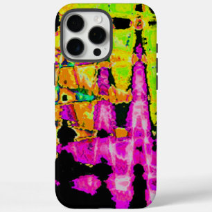 iPhone 16 Pro Max Case Poster d'art Abstrait Neon Glitch Imprimer