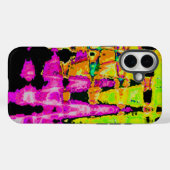 Coques Case-Mate iPhone Poster d'art Abstrait Neon Glitch Imprimer (Verso (horizontal))