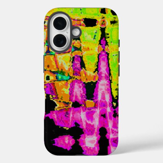 Coques Case-Mate iPhone Poster d'art Abstrait Neon Glitch Imprimer (Verso)