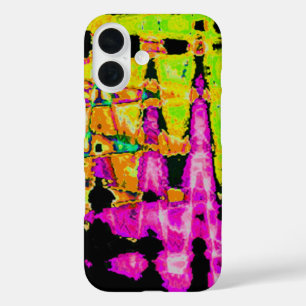 Coques iPhone 16 Poster d'art Abstrait Neon Glitch Imprimer