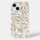 Coques Case-Mate iPhone Poster de animal beige monogramme (Verso)