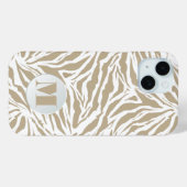 Coques Case-Mate iPhone Poster de animal beige monogramme (Verso (horizontal))