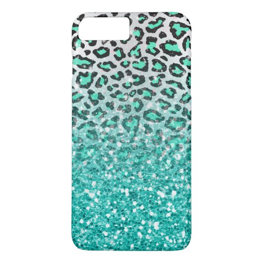 Coques Case-Mate iPhone poster de animal de léopard vert d'eau d'été branc (Dos)