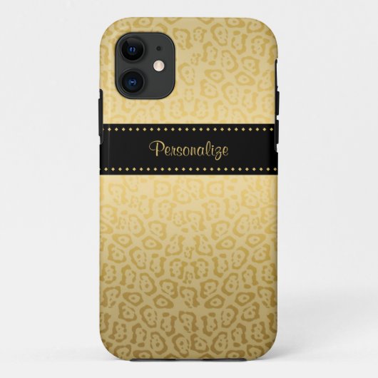 Coques Case-Mate iPhone Poster de animal Jaguar Motif de luxe noir et or  (Dos)