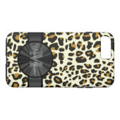 Coques Case-Mate iPhone Poster de animal léopard monogrammé (Dos (Horizontal))