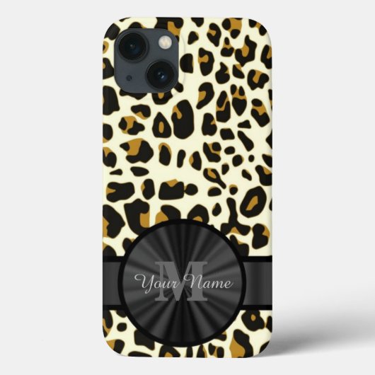 Coques Case-Mate iPhone Poster de animal léopard monogrammé (Verso)