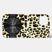 Coques Case-Mate iPhone Poster de animal léopard monogrammé (Verso (horizontal))