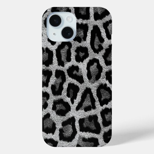 Coques Case-Mate iPhone Poster de animal léopard noir gris (Verso)