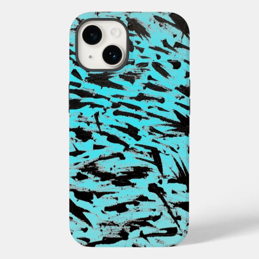 Coques Case-Mate iPhone Poster de animal turquoise Abstrait (Verso)