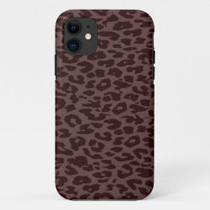 Coque iPhone 11 Poster de animal vintage de léopard (brun foncé)