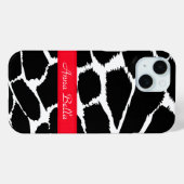Coques Case-Mate iPhone Poster de animal Zebra noir blanc & rouge (Verso (horizontal))