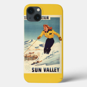 Etui iPhone Case-Mate Poster d'une femme à tête rouge souriant et skiant