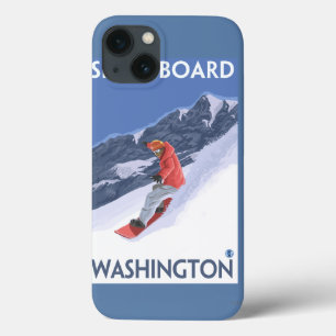 iPhone 13 Coque Poster Vintage voyage Washington Snowboard