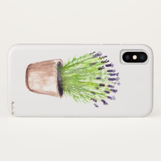Coques Case-Mate iPhone Pot d'herbe lavande plante aquarelle violet (Dos (Horizontal))