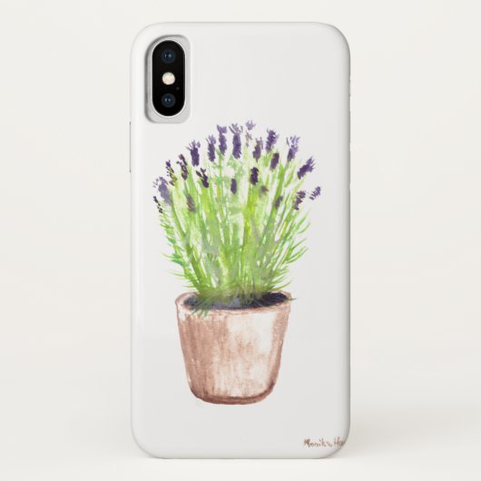 Coques Case-Mate iPhone Pot d'herbe lavande plante aquarelle violet (Dos)