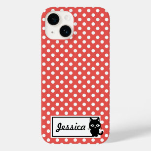 Coque Pour iPhone 14 Pot rouge et chat noir Personnalisé