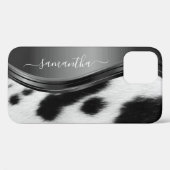 Coques Case-Mate iPhone Pots de fourrure de vache Nom manuscrit Métal (Verso (horizontal))