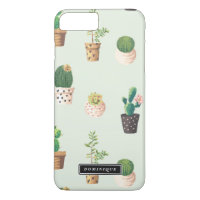 Pots peints avec Succulents et Motif de cactus
