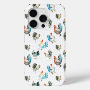 Coque iPhone 15 Pro Poules de campagne amoureuses de poulets