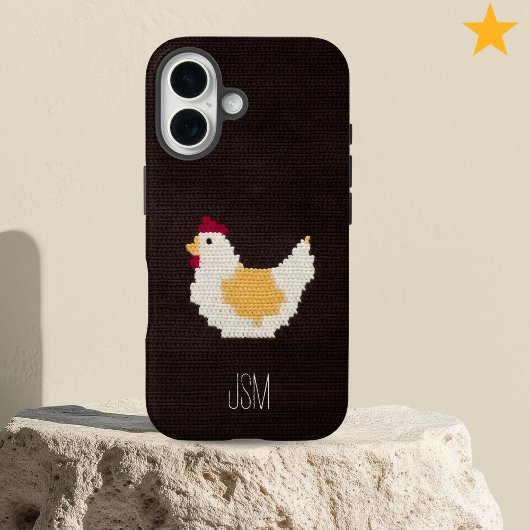 Coques Case-Mate iPhone Poulet au Crochet Mignon Monogramme Initiales Pers