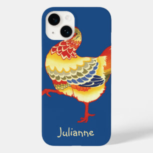 Coque Pour iPhone 14 Poulet coloré vintage de la ferme de la basse-cour