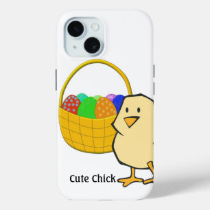 Coque Pour iPhone 15 Poulet de poulet mou avec Panier de Pâques d'oeufs