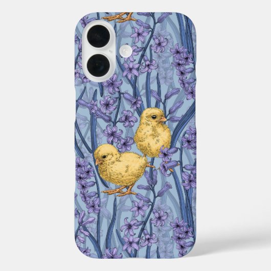 Coques Case-Mate iPhone Poulets et hyacinthes bleu ciel (Verso)