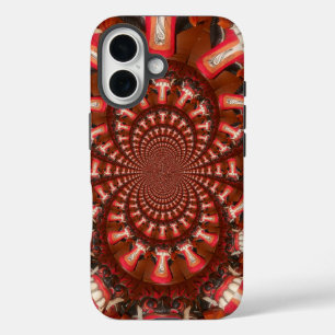 Coques iPhone 16 Pouls Cramoisi Langue Kaléidoscope Art Abstrait