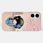 Coques Case-Mate iPhone Poupée Keiko Kokeshi - Blue Kimono Geisha Girl (Verso (horizontal))