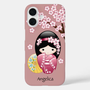Coques iPhone 16 Poupée Kokeshi de printemps - Geisha japonaise mig