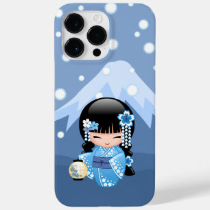 Coque Pour Pour iPhone 14 Pro Max Poupée Kokeshi d'hiver - Blue Mountain Geisha Girl