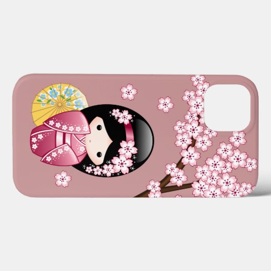 Coques Case-Mate iPhone Poupée Kokeshi Printemps - Cute Geisha Japonais en (Verso (horizontal))