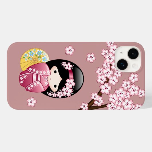 Coques Case-Mate iPhone Poupée Kokeshi Printemps - Cute Geisha Japonais en (Verso (horizontal))