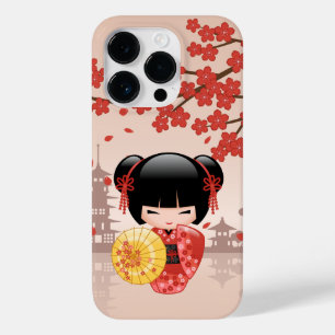 Coque Pour iPhone 14 Pro Poupée rouge Sakura Kokeshi - Geisha japonais