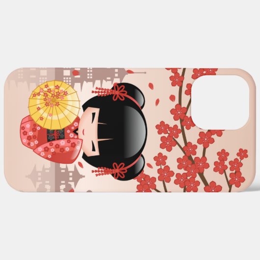 Coques Case-Mate iPhone Poupée rouge Sakura Kokeshi - Geisha japonais (Retour (horizontal))