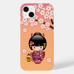 Coque Pour iPhone 14 Plus Poupée Sakura Kokeshi - Geisha Girl on Peach