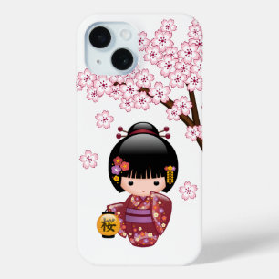 Coque Pour iPhone 15 Poupée Sakura Kokeshi - jolie fille japonaise Geis
