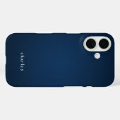 Coques Case-Mate iPhone Pour lui Monogramme moderne bleu foncé (Verso (horizontal))