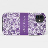 Coques Case-Mate iPhone Pourpre élégant de motif de Paisley (Dos (Horizontal))