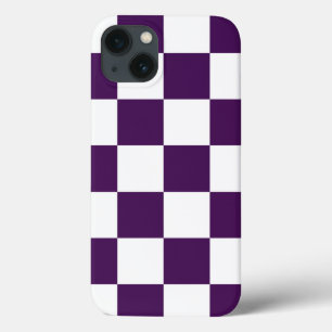 iPhone 13 Coque Pourpre et blanc Checkered