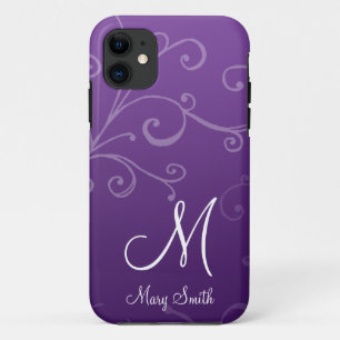 Coque Case-Mate Pour iPhone Pourpre fait sur commande de monogramme de remous