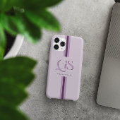 Coques Case-Mate iPhone Pourpre | Monogramme à rayures chics