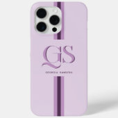 Coques Case-Mate iPhone Pourpre | Monogramme à rayures chics (Verso)